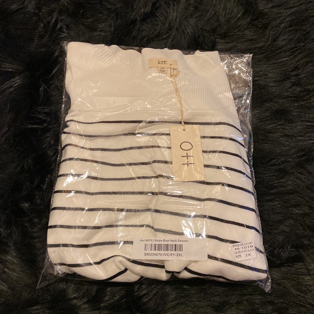 Women’s OTT (Brand) Stripe Boat Neck Sweater. 2XL - Picture 4 of 6